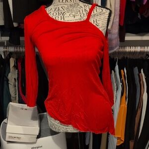 Bailey 44 Vibrant Red Asymmetrical Blouse